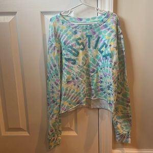 Justice Tie- Dye Cropped Crewneck